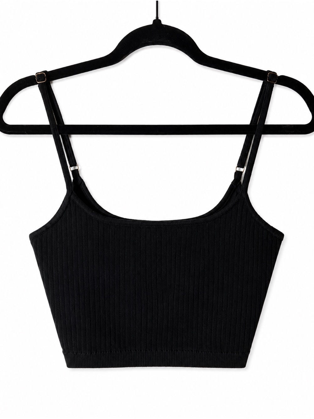 Intimately Free People Black Ribbed Crop Cami Tank Top XL Adjustable Straps